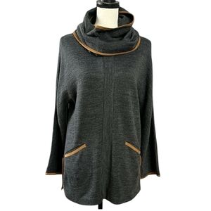 Soft Surroundings Tunic Women's S Grey Hanna Convertible Sweater Wool Blend